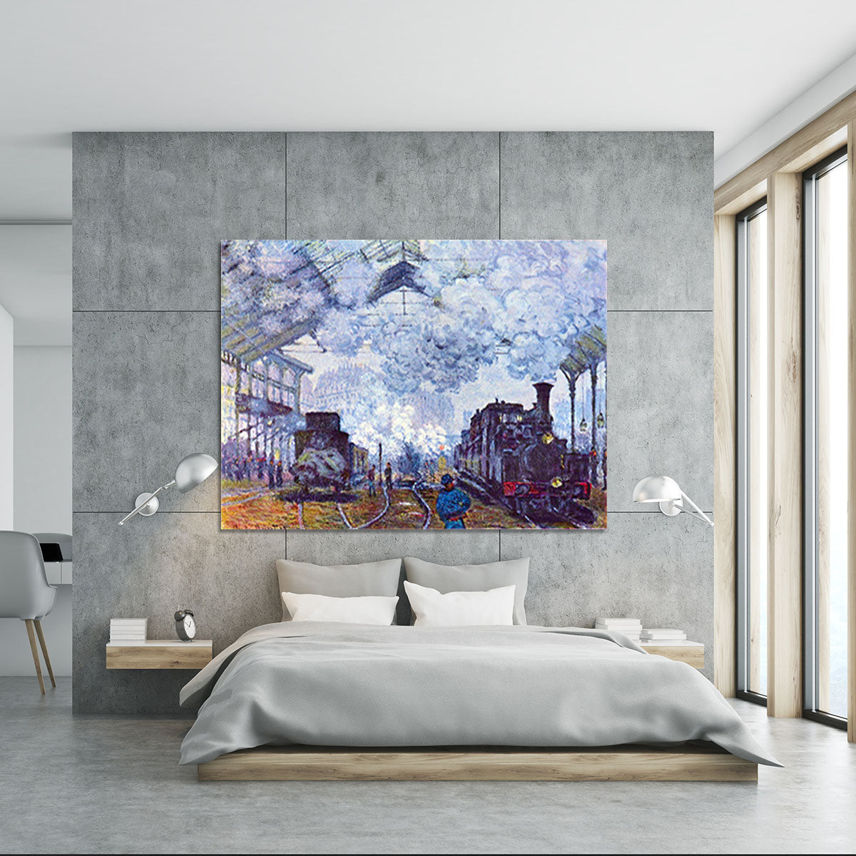 Saint Lazare station in Paris arrival of a train by Monet Canvas Print or Poster - Canvas Art Rocks - 5