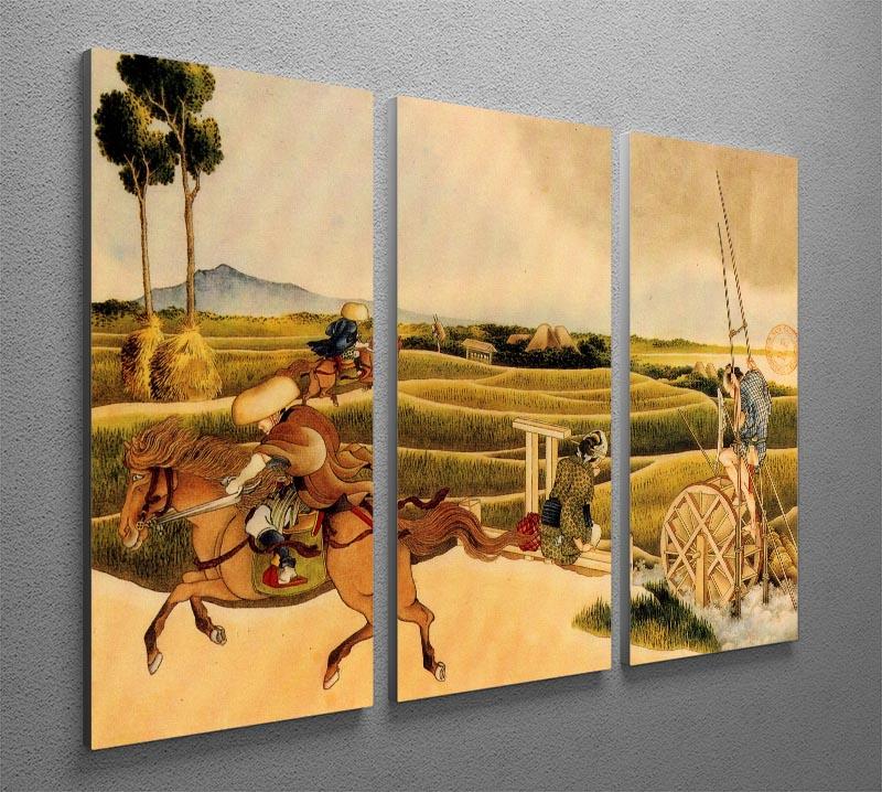 Samurai riding on horses by Hokusai 3 Split Panel Canvas Print - Canvas Art Rocks - 2