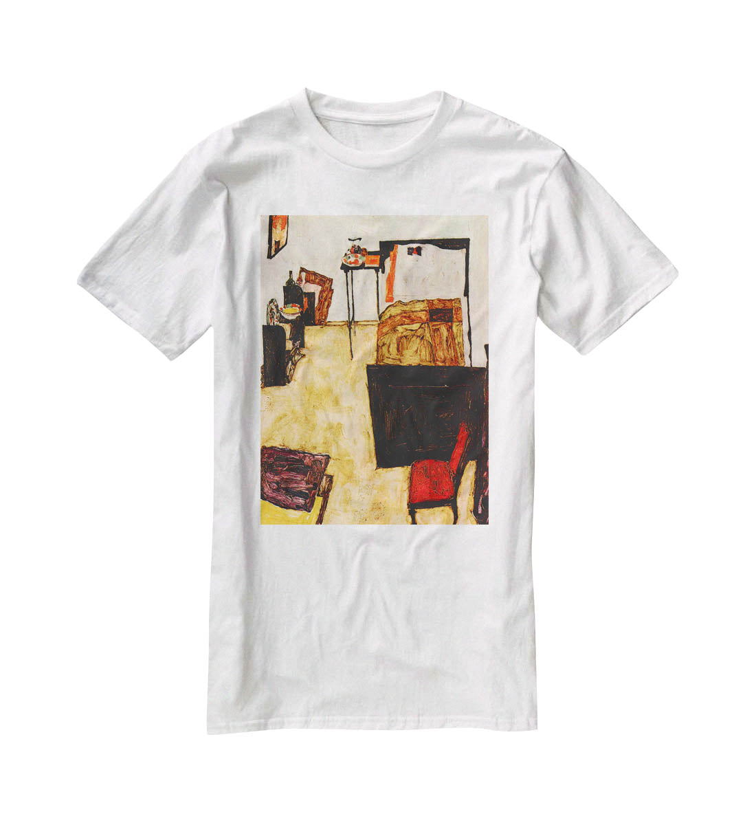 Schiele's living room in Neulengbach by Egon Schiele T-Shirt - Canvas Art Rocks - 5