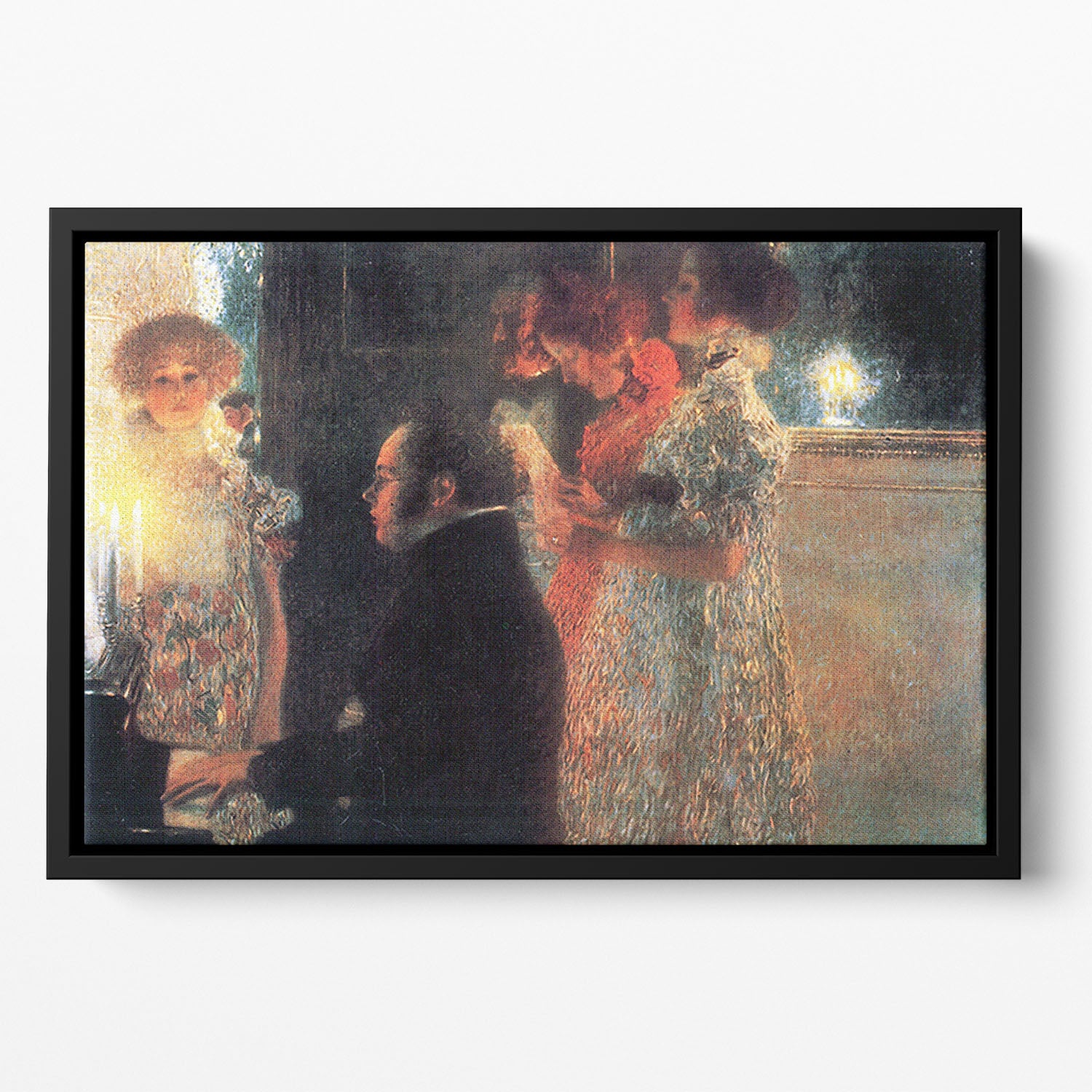 Schubert at the piano by Klimt Floating Framed Canvas