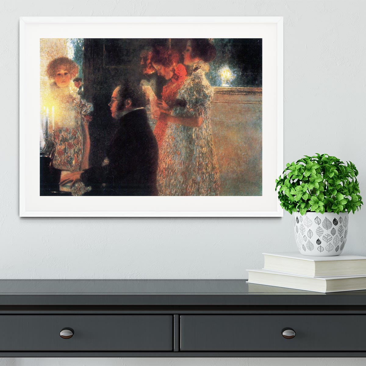 Schubert at the piano by Klimt Framed Print - Canvas Art Rocks - 5