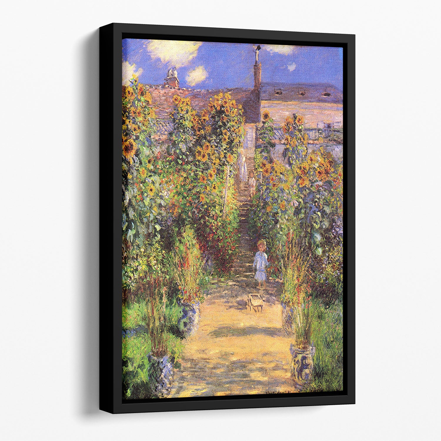 Seine bank at Vetheuil by Monet Floating Framed Canvas