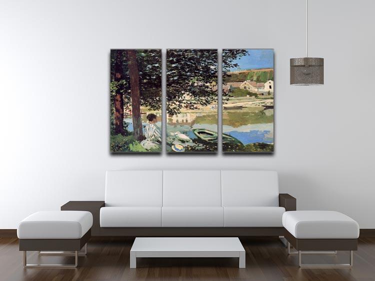 Seine bank at Vethueil by Monet Split Panel Canvas Print - Canvas Art Rocks - 4