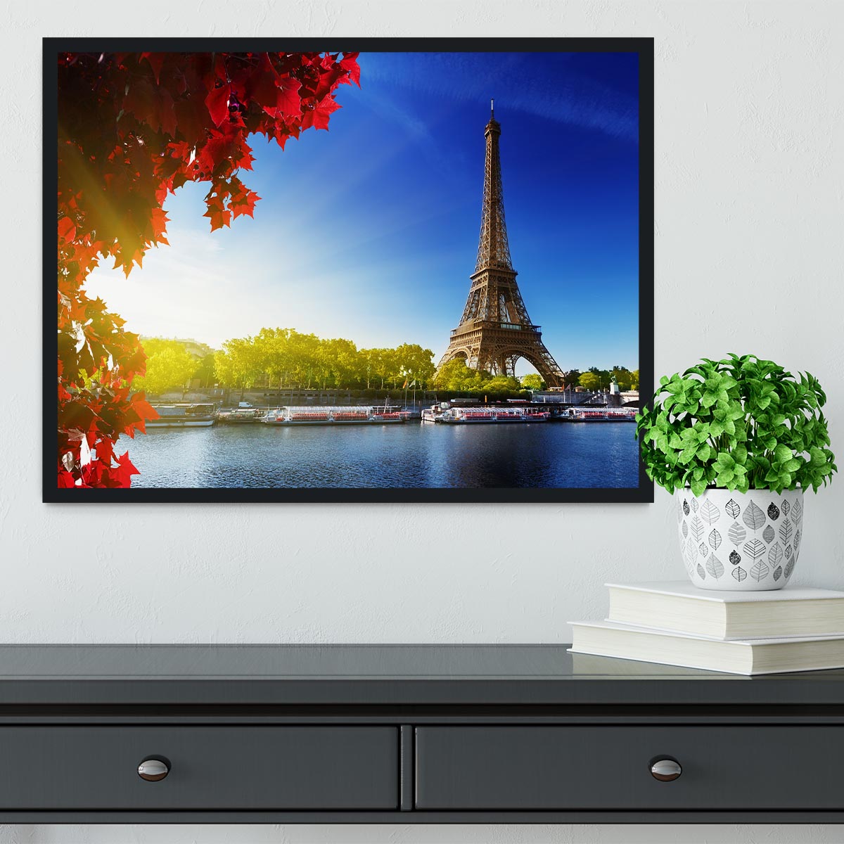 Seine in Paris with Eiffel tower Framed Print - Canvas Art Rocks - 2