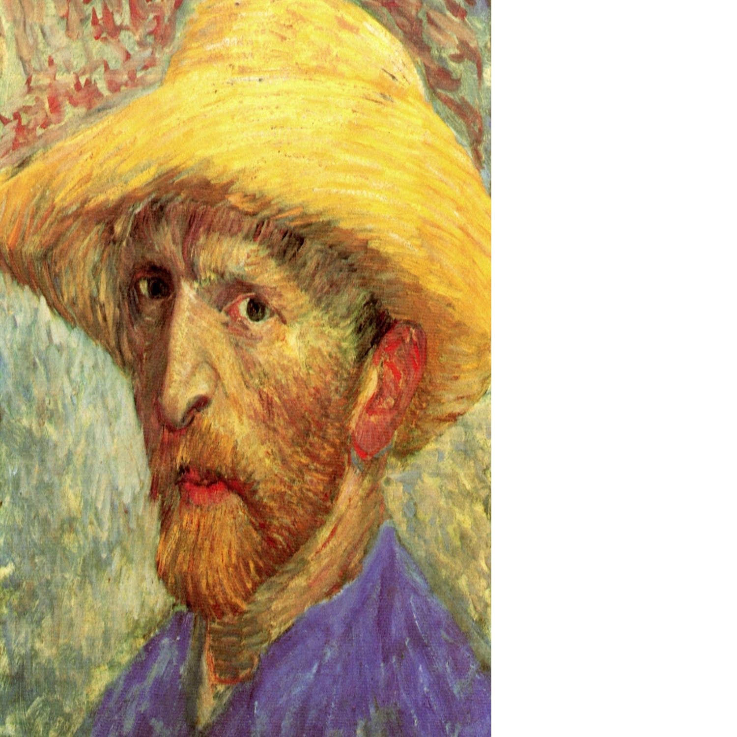 Self-Portrait with Straw Hat 3 by Van Gogh Floating Framed Canvas