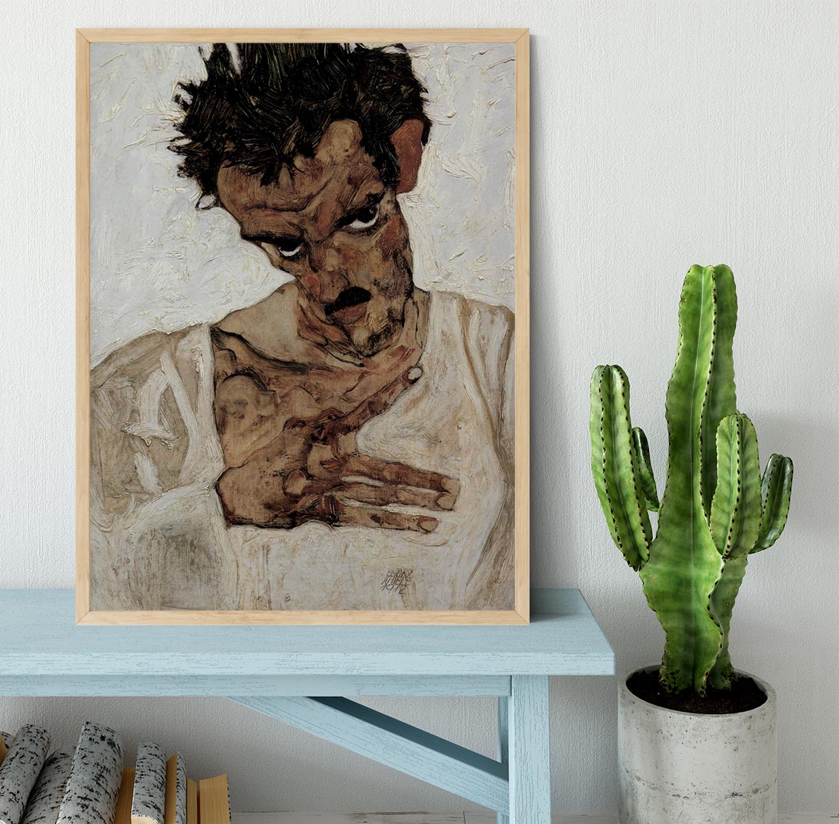 Self-portrait with lowered head by Egon Schiele Framed Print - Canvas Art Rocks - 4