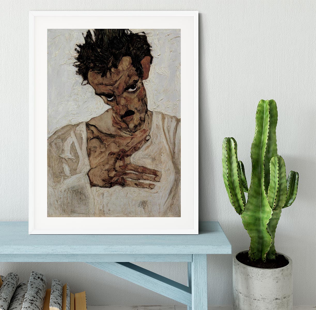 Self-portrait with lowered head by Egon Schiele Framed Print - Canvas Art Rocks - 5