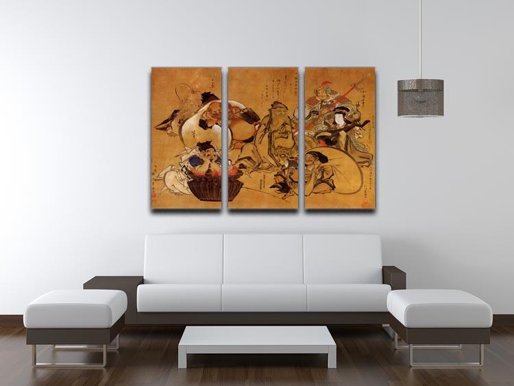 Seven gods of fortune by Hokusai 3 Split Panel Canvas Print - Canvas Art Rocks - 3