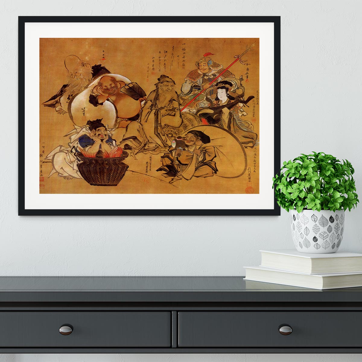 Seven gods of fortune by Hokusai Framed Print - Canvas Art Rocks - 1