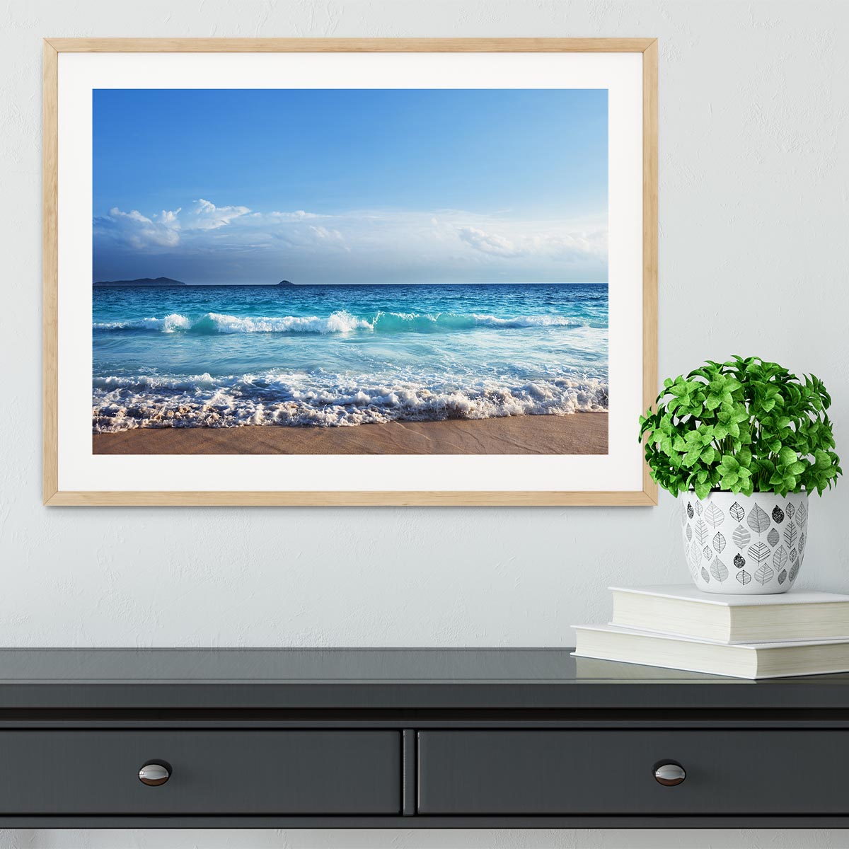 Seychelles beach in sunset time Framed Print - Canvas Art Rocks - 3
