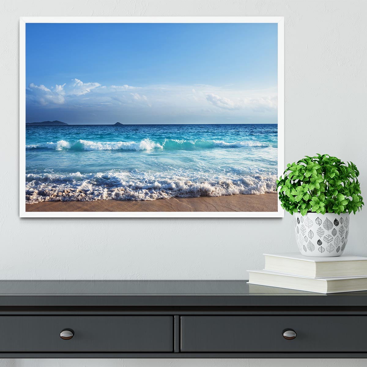 Seychelles beach in sunset time Framed Print - Canvas Art Rocks -6