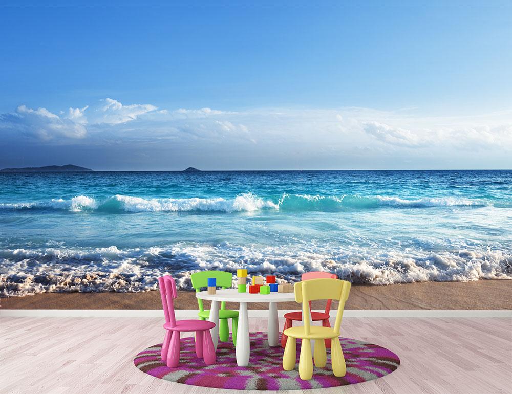 Seychelles beach in sunset time Wall Mural Wallpaper - Canvas Art Rocks - 2