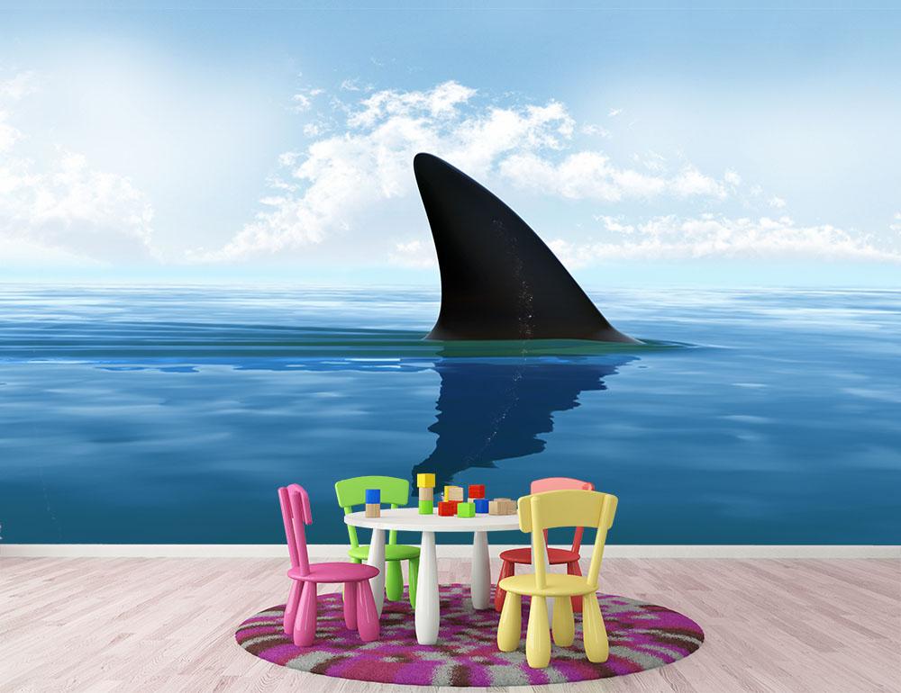 Shark fin above water Wall Mural Wallpaper - Canvas Art Rocks - 2