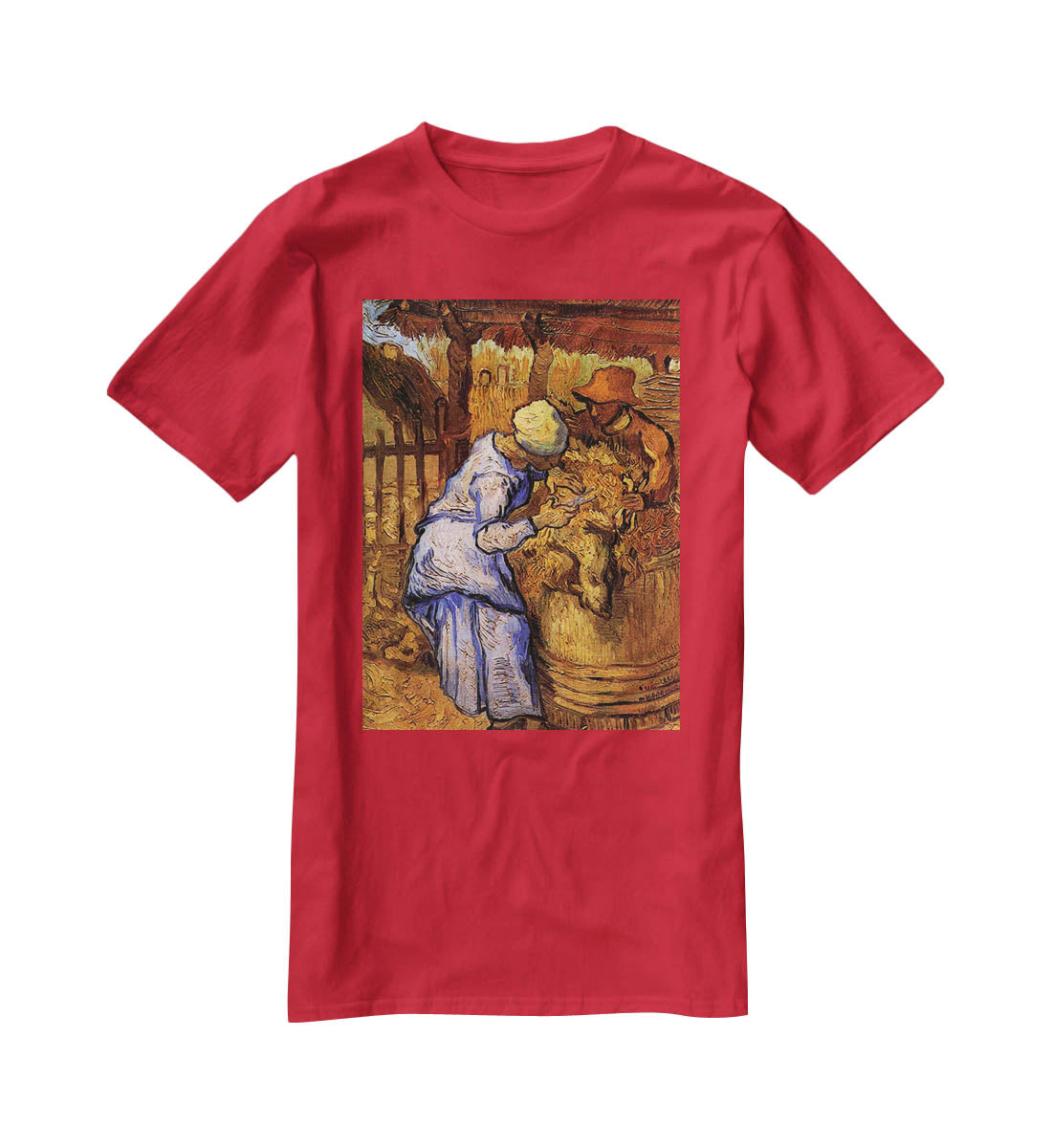 Sheep Shearers by Van Gogh T-Shirt - Canvas Art Rocks - 4