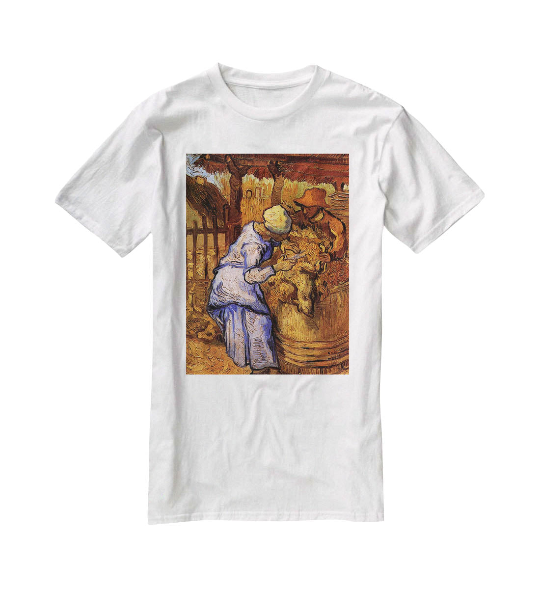 Sheep Shearers by Van Gogh T-Shirt - Canvas Art Rocks - 5