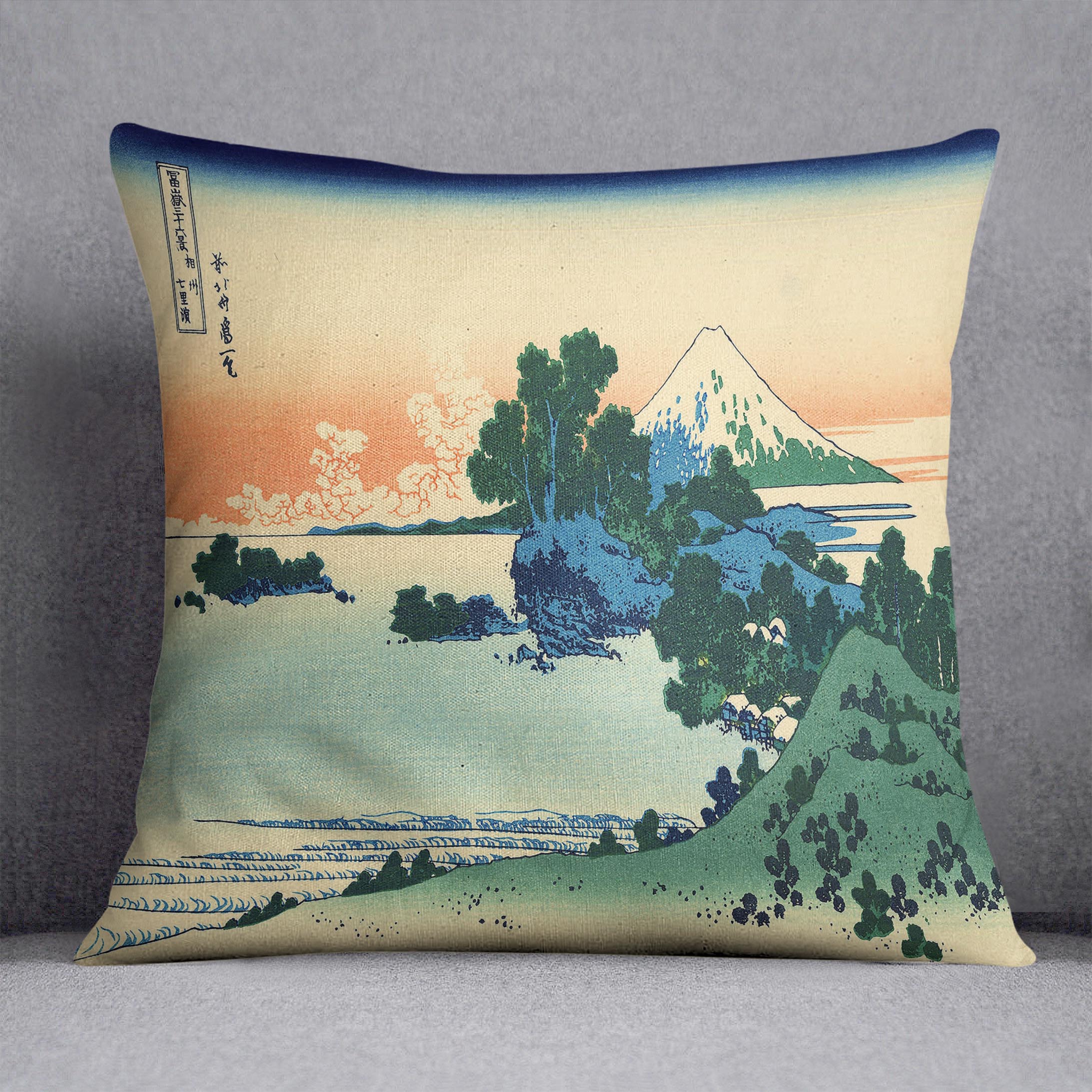 Shichiri beach in Sagami province by Hokusai Cushion