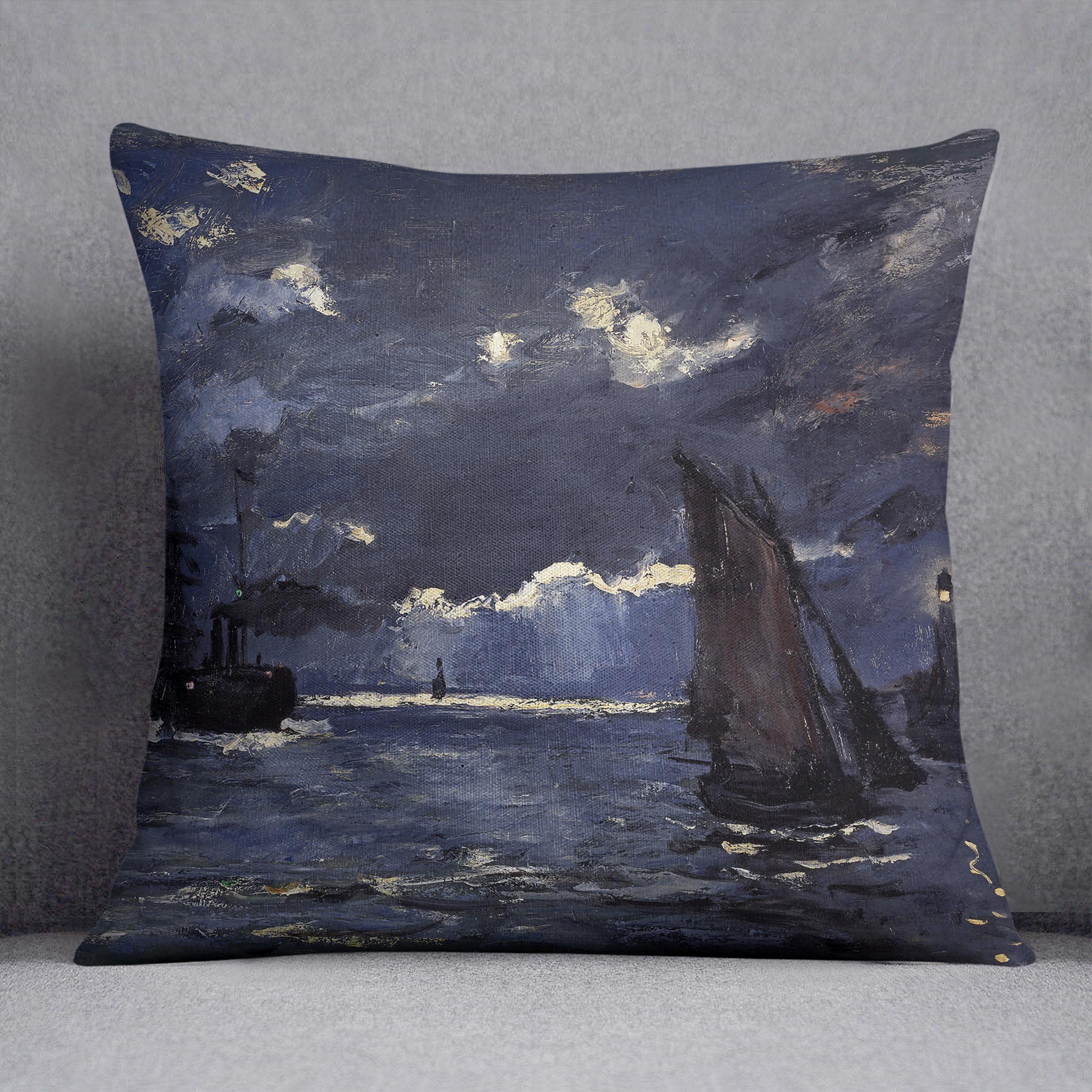 Shipping by Moonlight by Monet Cushion
