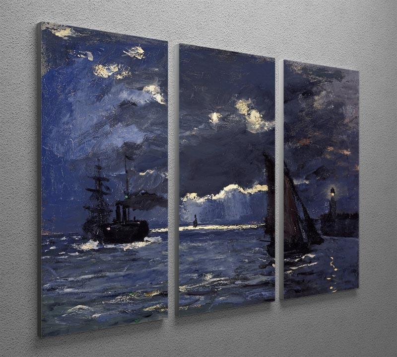 Shipping by Moonlight by Monet Split Panel Canvas Print - Canvas Art Rocks - 4