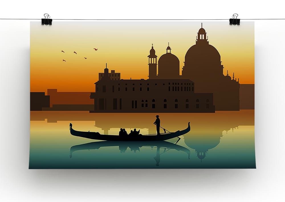 Silhouette illustration gondola in Venice Canvas Print or Poster - Canvas Art Rocks - 2