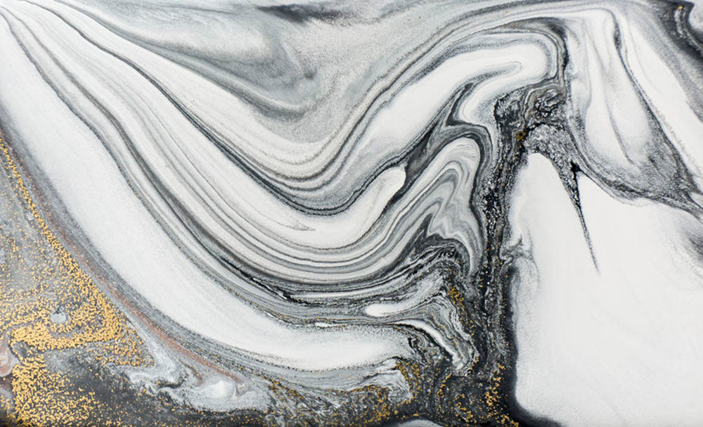 Silver and White Marble Swirl Wall Mural Wallpaper - Canvas Art Rocks - 1