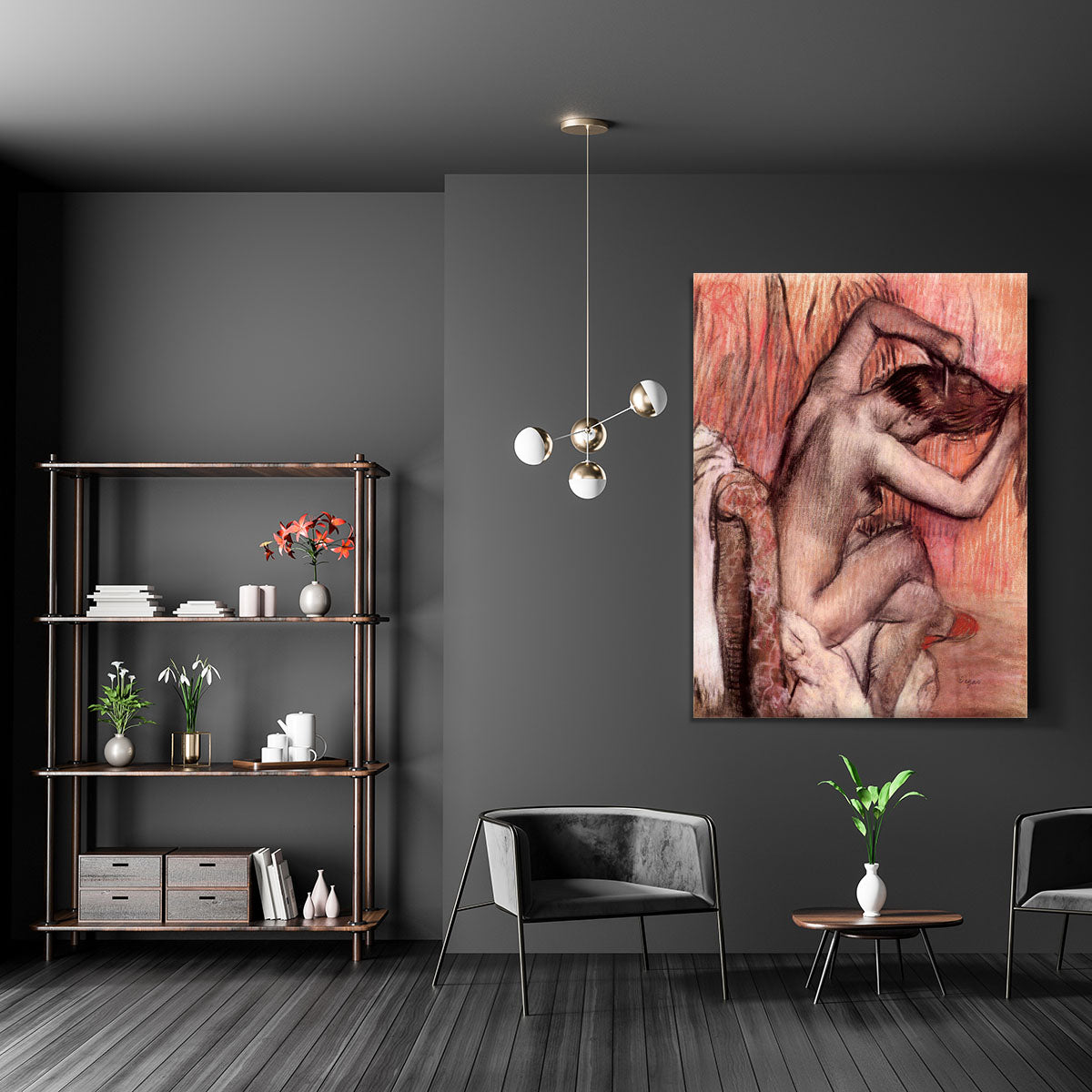 Sitting and brushing by Degas Canvas Print or Poster - Canvas Art Rocks - 5