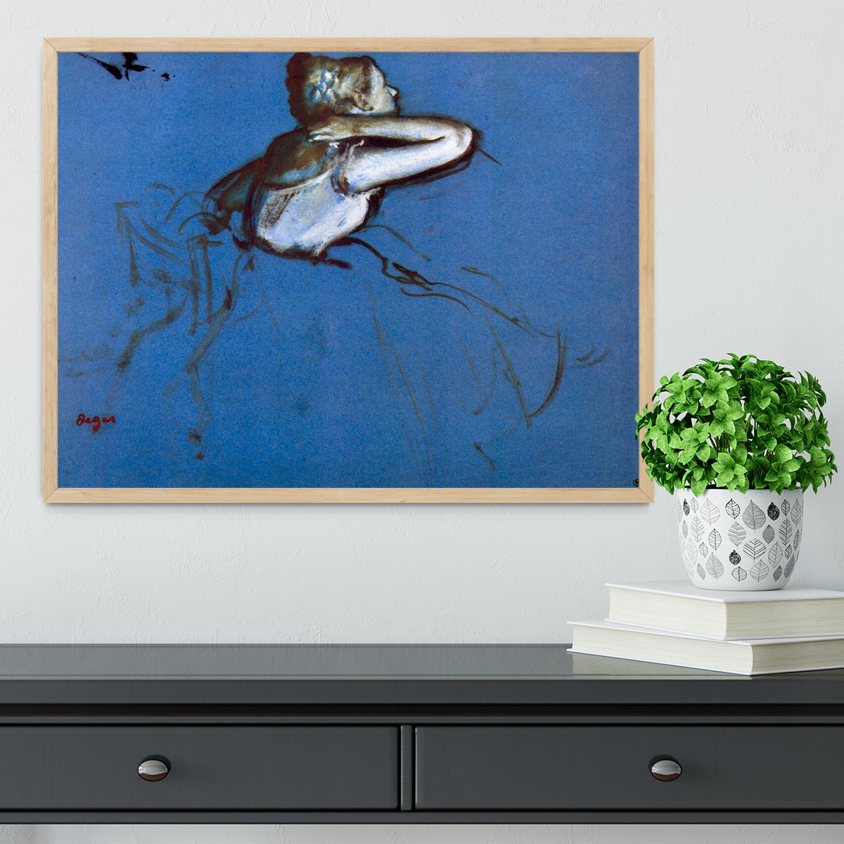 Sitting dancer in profile with hand on her neck by Degas Framed Print - Canvas Art Rocks - 4