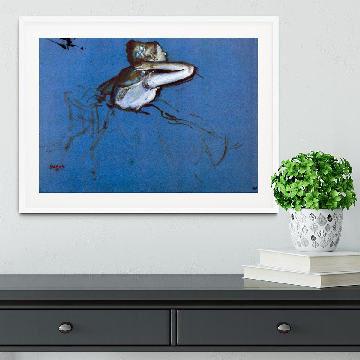 Sitting dancer in profile with hand on her neck by Degas Framed Print - Canvas Art Rocks - 5