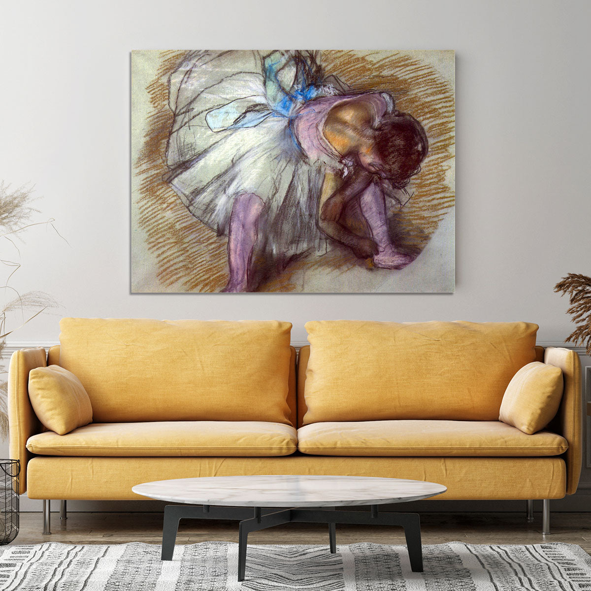 Sitting dancer lacing her slipper by Degas Canvas Print or Poster - Canvas Art Rocks - 4