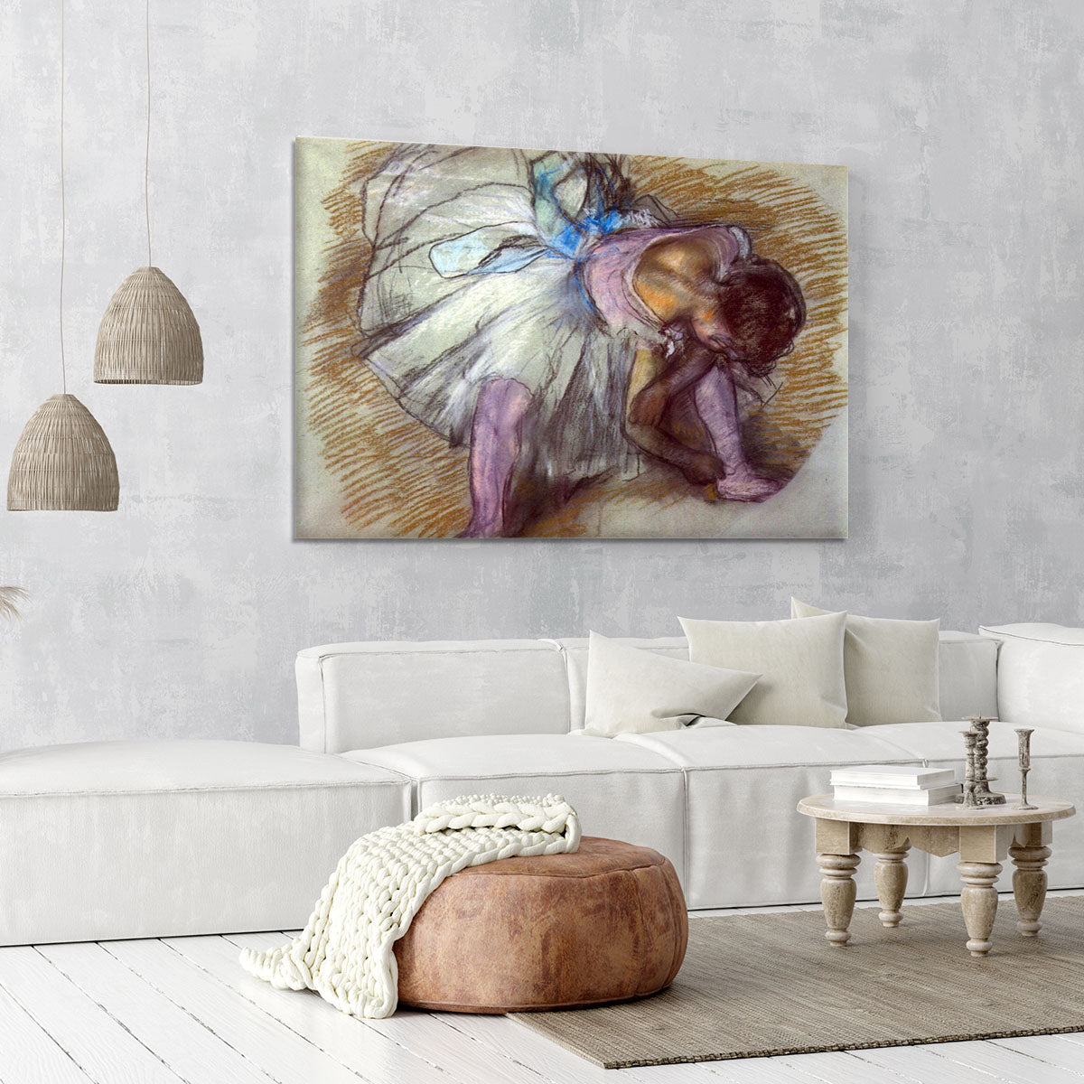Sitting dancer lacing her slipper by Degas Canvas Print or Poster - Canvas Art Rocks - 6