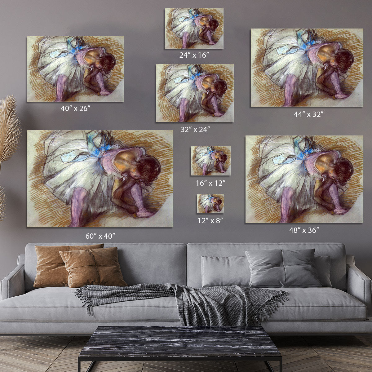 Sitting dancer lacing her slipper by Degas Canvas Print or Poster - Canvas Art Rocks - 7
