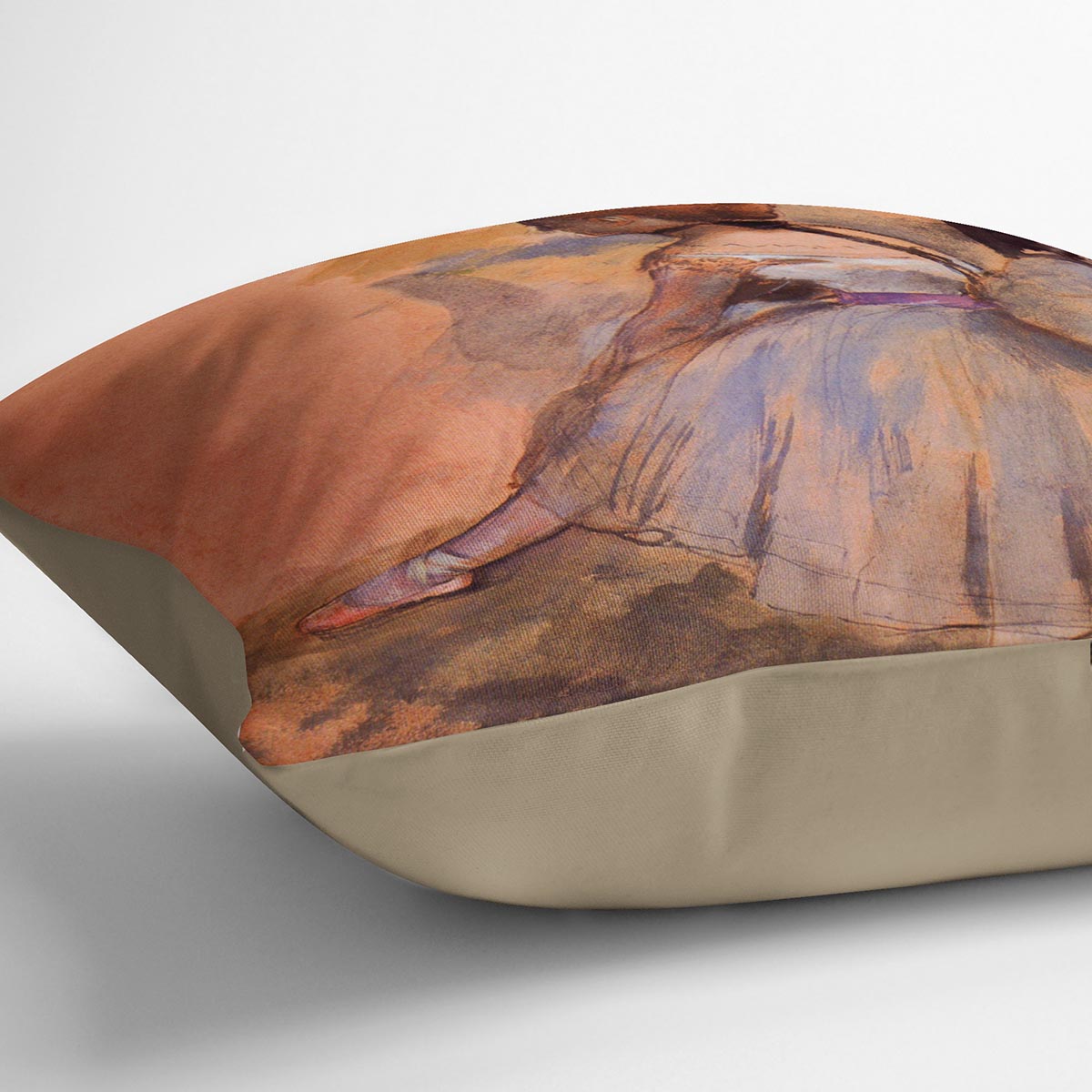 Sitting dancer with extended left leg by Degas Cushion