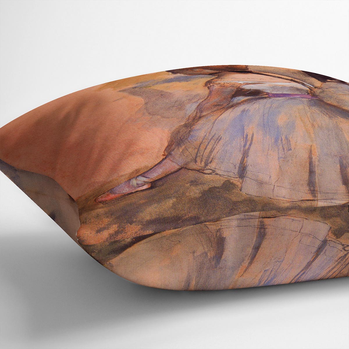 Sitting dancer with extended left leg by Degas Cushion