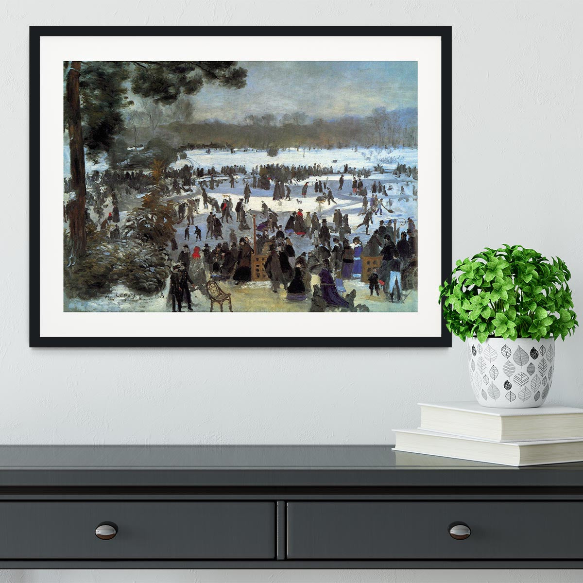 Skating runners in the Bois de Bologne by Renoir Framed Print - Canvas Art Rocks - 1