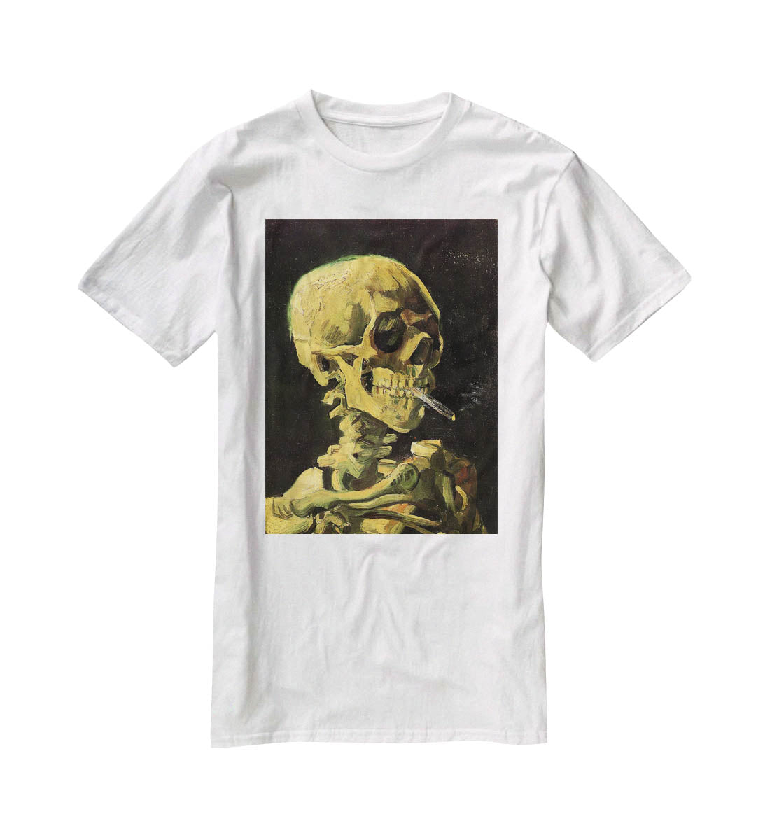 Skull with Burning Cigarette by Van Gogh T-Shirt - Canvas Art Rocks - 5