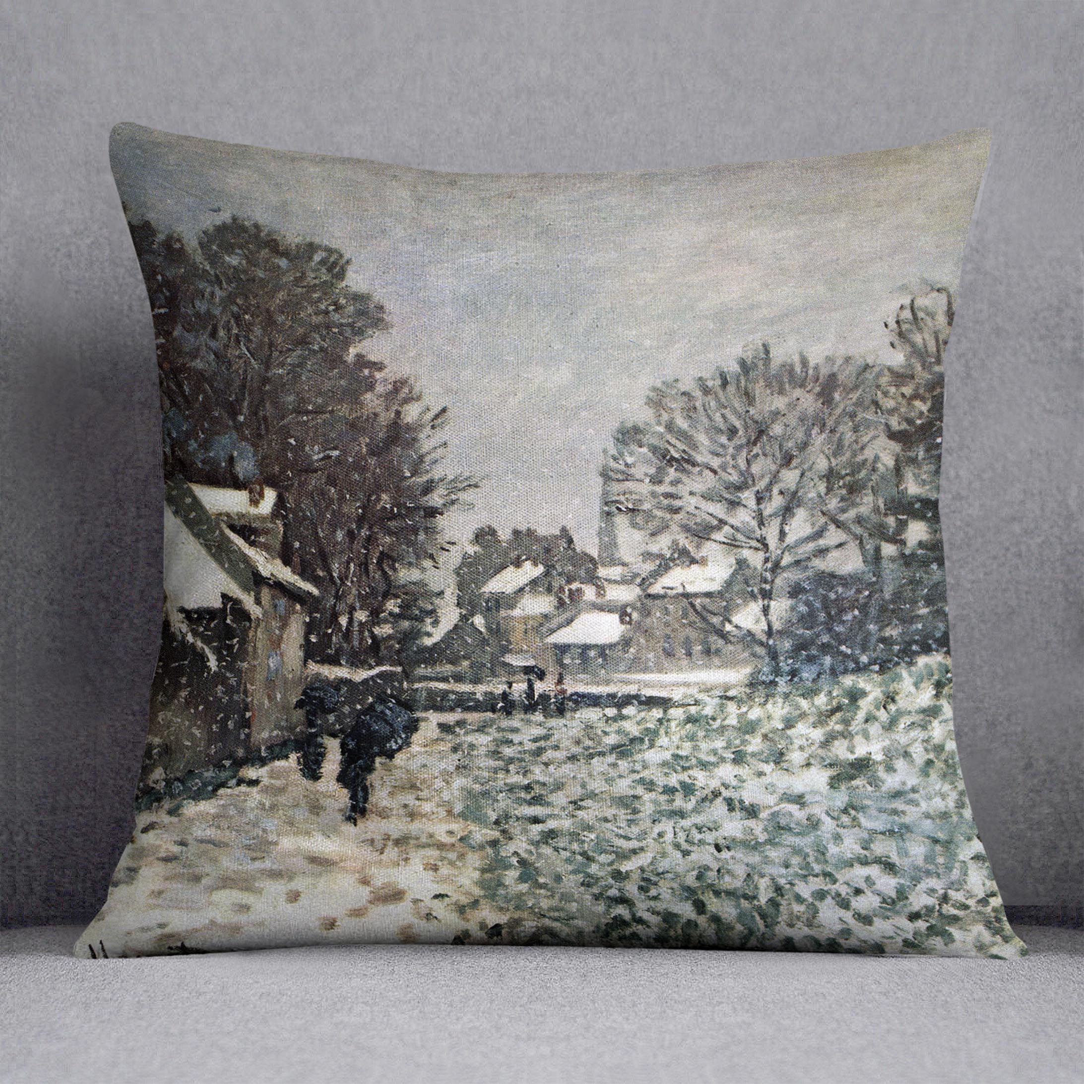 Snow at Argenteuil by Monet Cushion