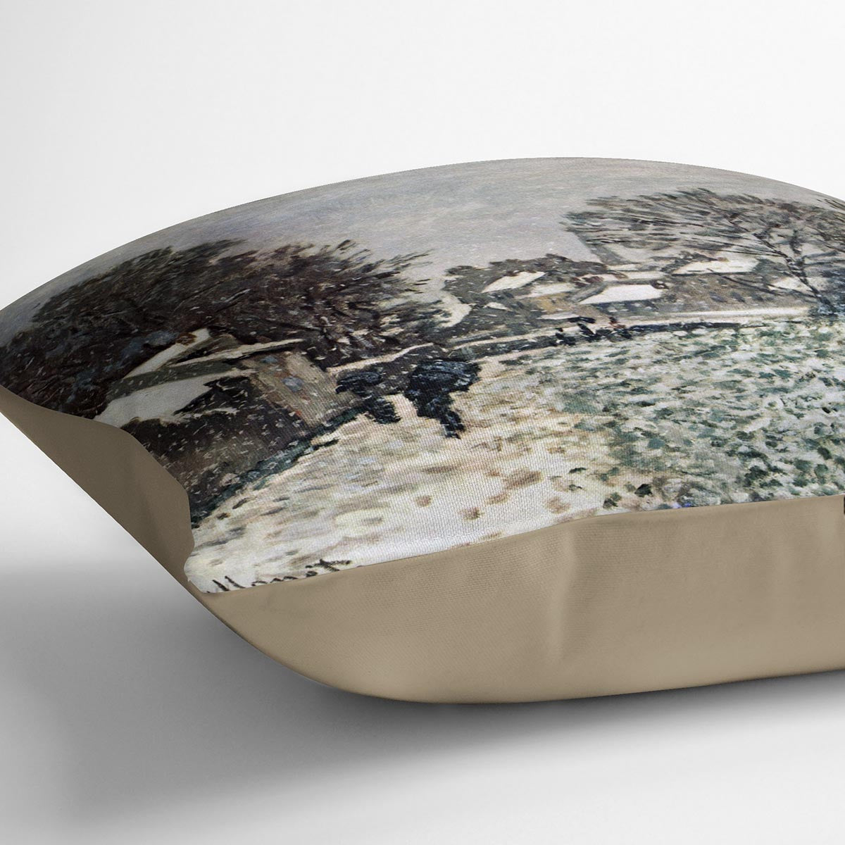 Snow at Argenteuil by Monet Cushion