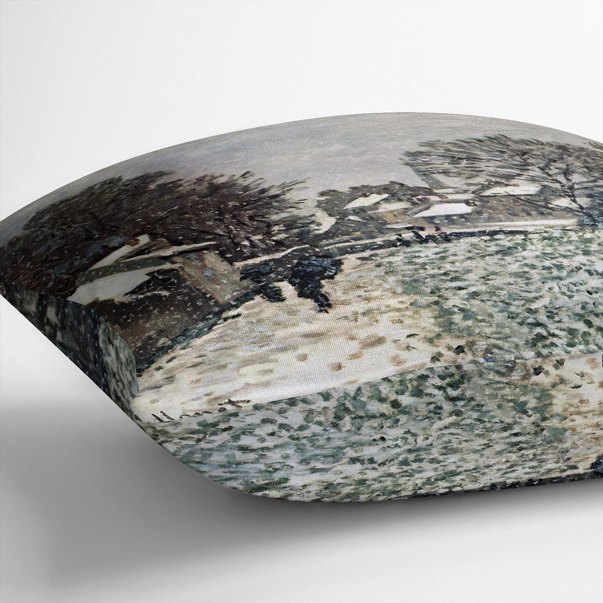 Snow at Argenteuil by Monet Cushion