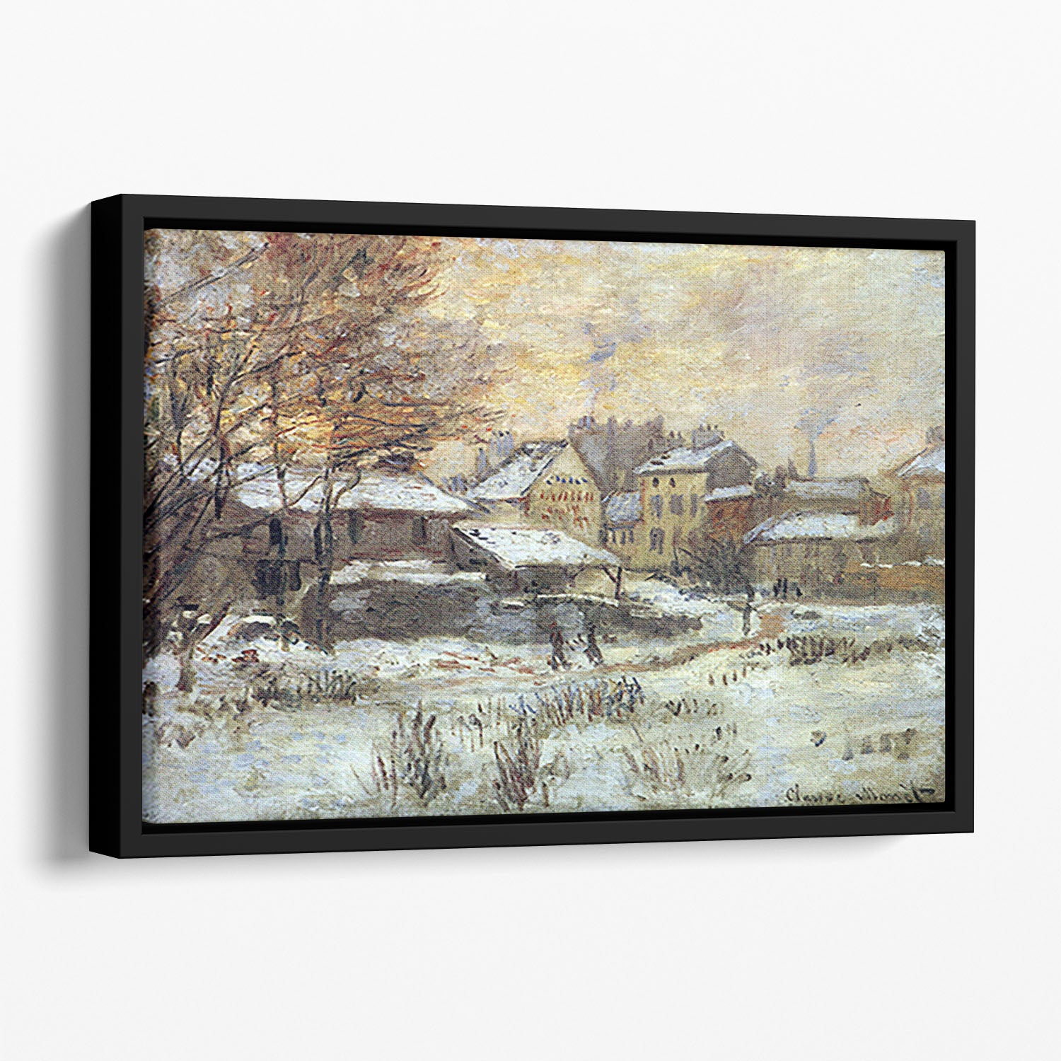Snow at sunset Argenteuil in the snow by Monet Floating Framed Canvas