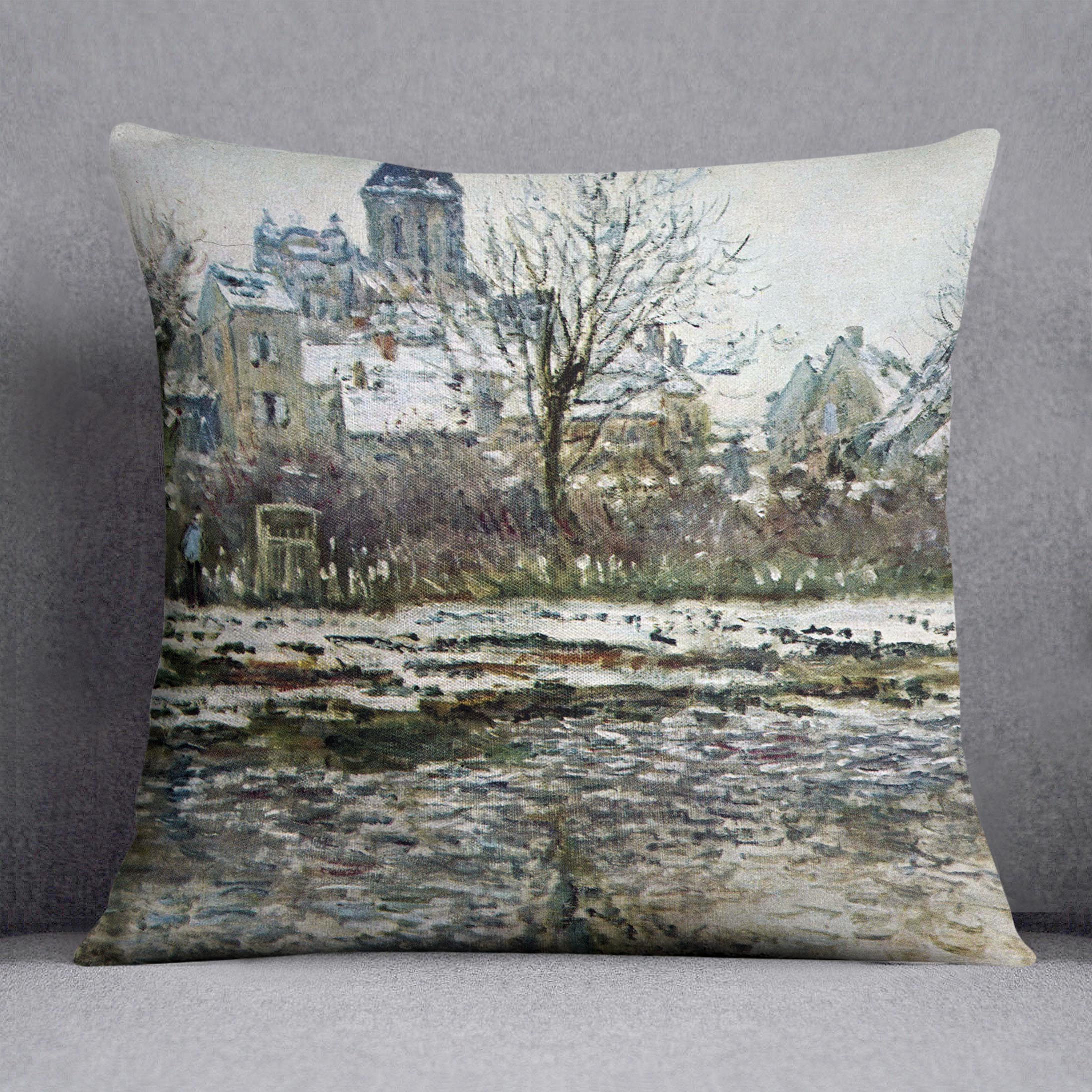 Snow in Vetheuil by Monet Cushion