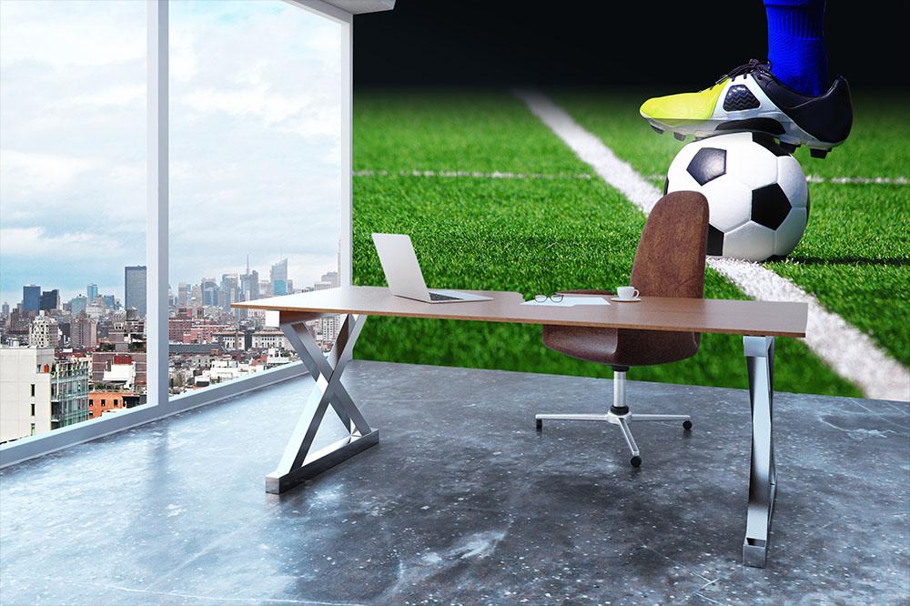 Soccer ball on field Wall Mural Wallpaper - Canvas Art Rocks - 3