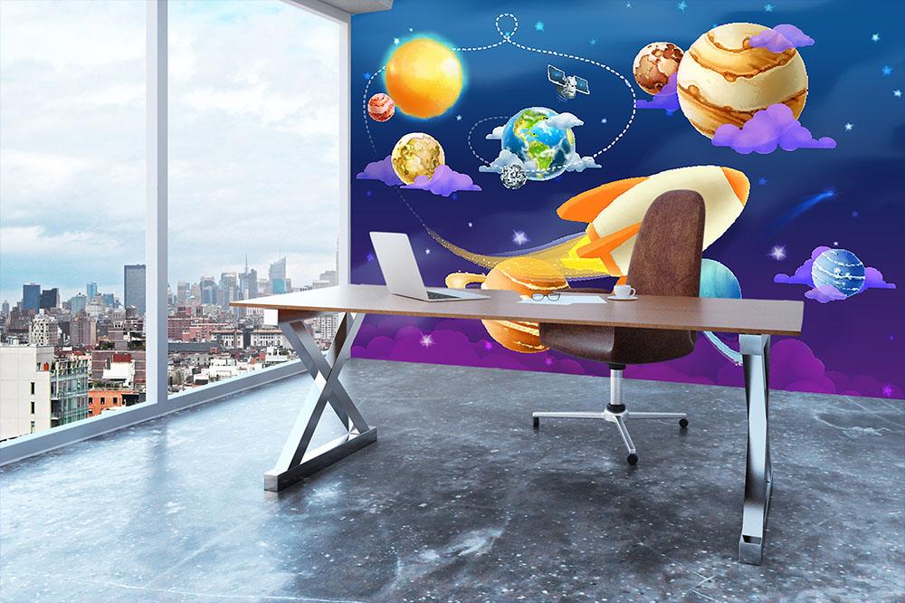 Solar system of planets Wall Mural Wallpaper - Canvas Art Rocks - 3