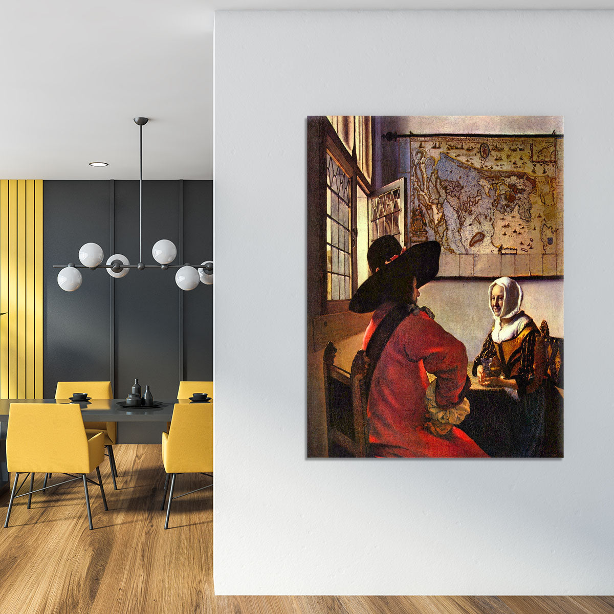 Soldier and girl smiling by Vermeer Canvas Print or Poster - Canvas Art Rocks - 4