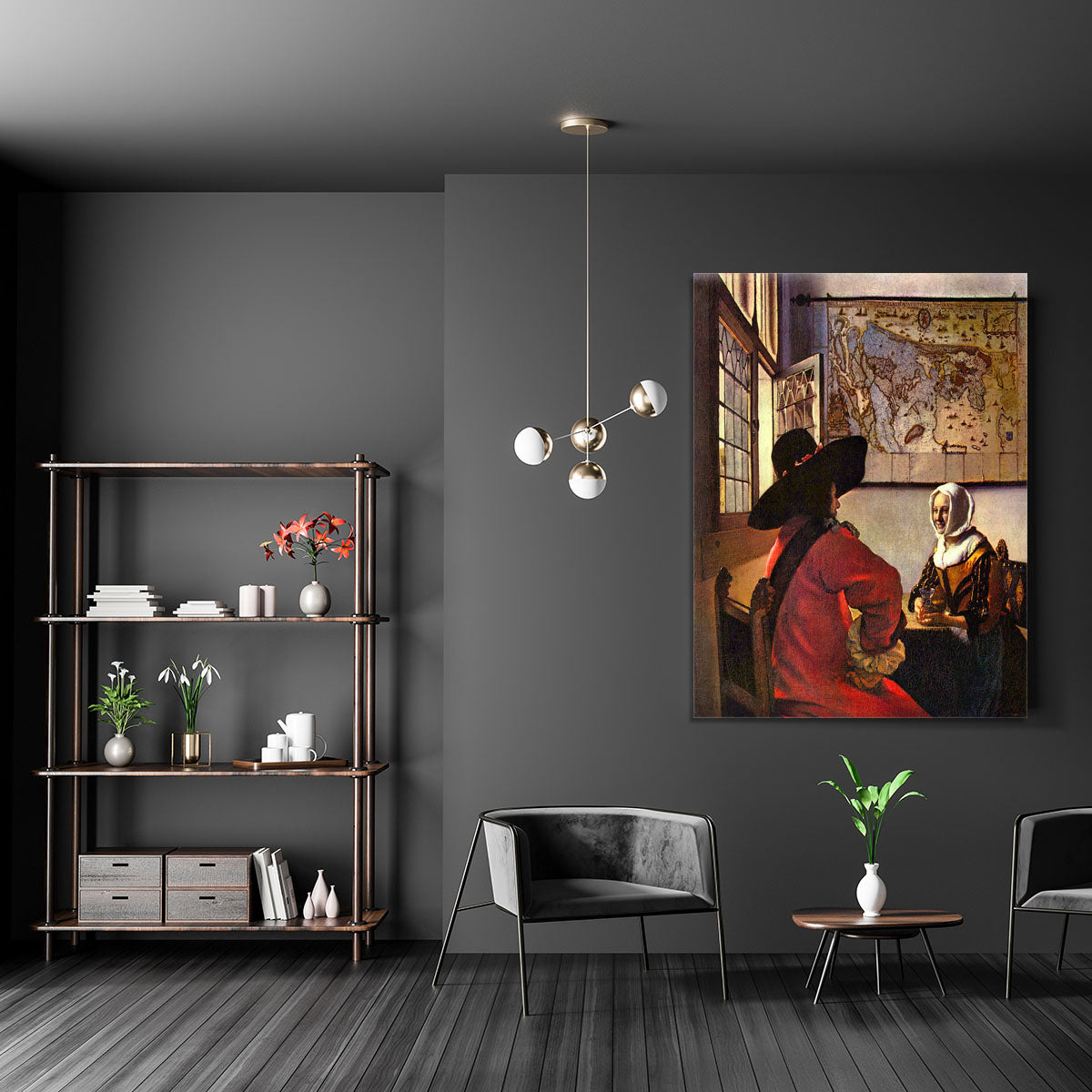 Soldier and girl smiling by Vermeer Canvas Print or Poster - Canvas Art Rocks - 5