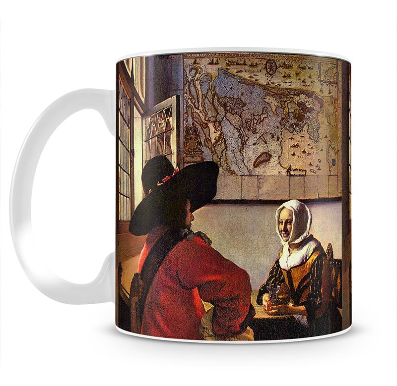Soldier and girl smiling by Vermeer Mug - Canvas Art Rocks - 1