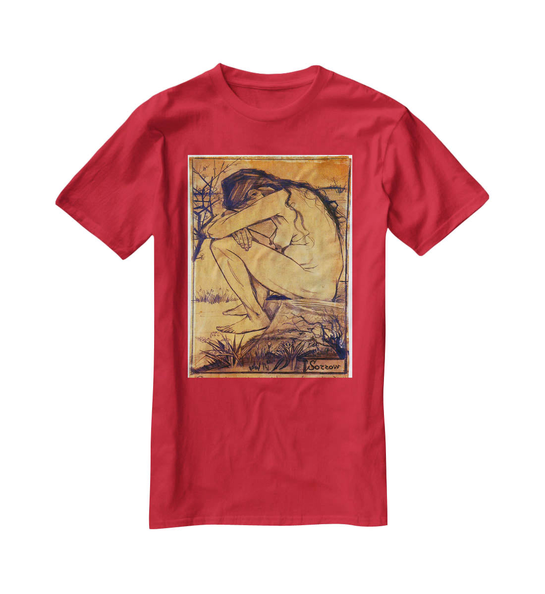 Sorrow by Van Gogh T-Shirt - Canvas Art Rocks - 4