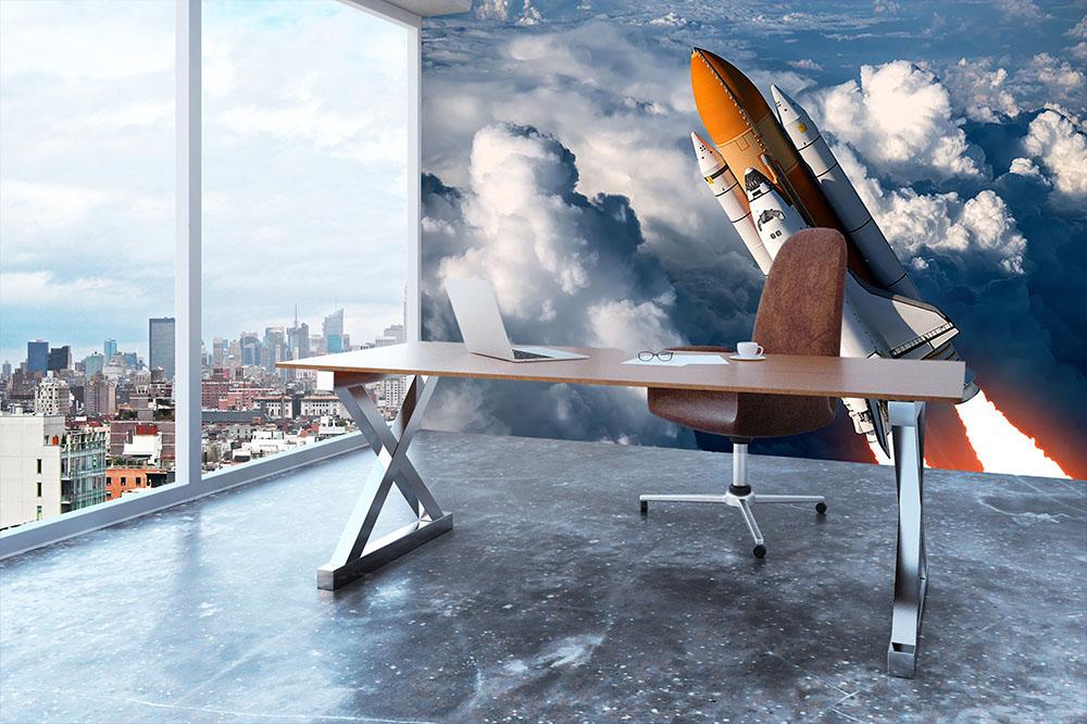 Space Shuttle Launch In The Clouds Wall Mural Wallpaper - Canvas Art Rocks - 3