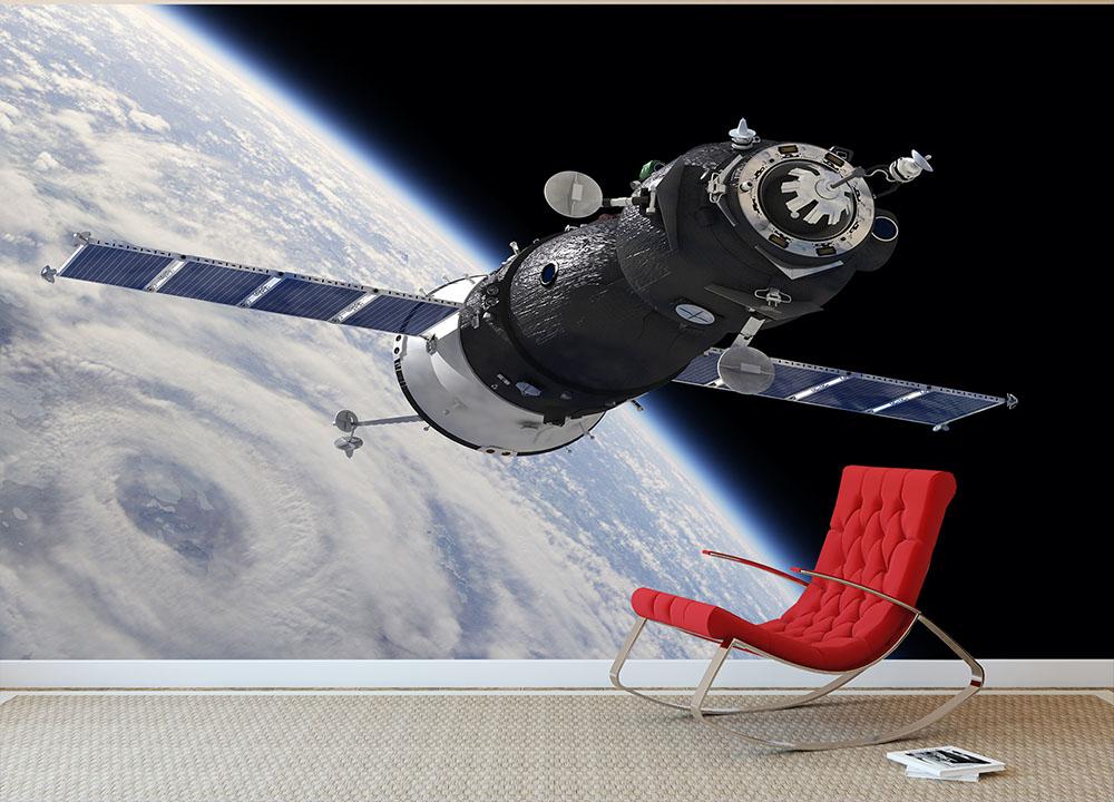 Spaceship Soyuz TMA at the Earth orbit Wall Mural Wallpaper - Canvas Art Rocks - 2