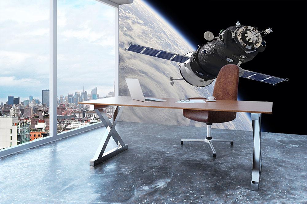 Spaceship Soyuz TMA at the Earth orbit Wall Mural Wallpaper - Canvas Art Rocks - 3