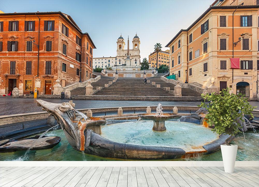 Spanish Steps at morning Wall Mural Wallpaper - Canvas Art Rocks - 4