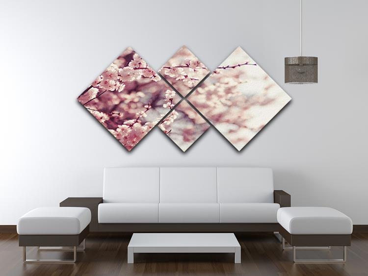 Spring Cherry blossoms 4 Square Multi Panel Canvas - Canvas Art Rocks - 3